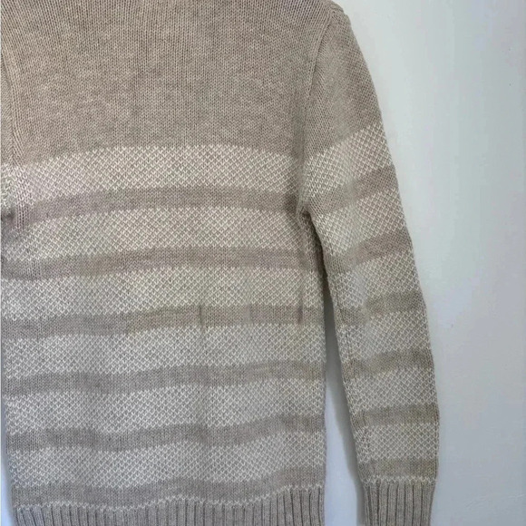 Cat & Jack Beige Striped Sherpa Mock Neck Sweater 12-14 - Picture 7 of 8